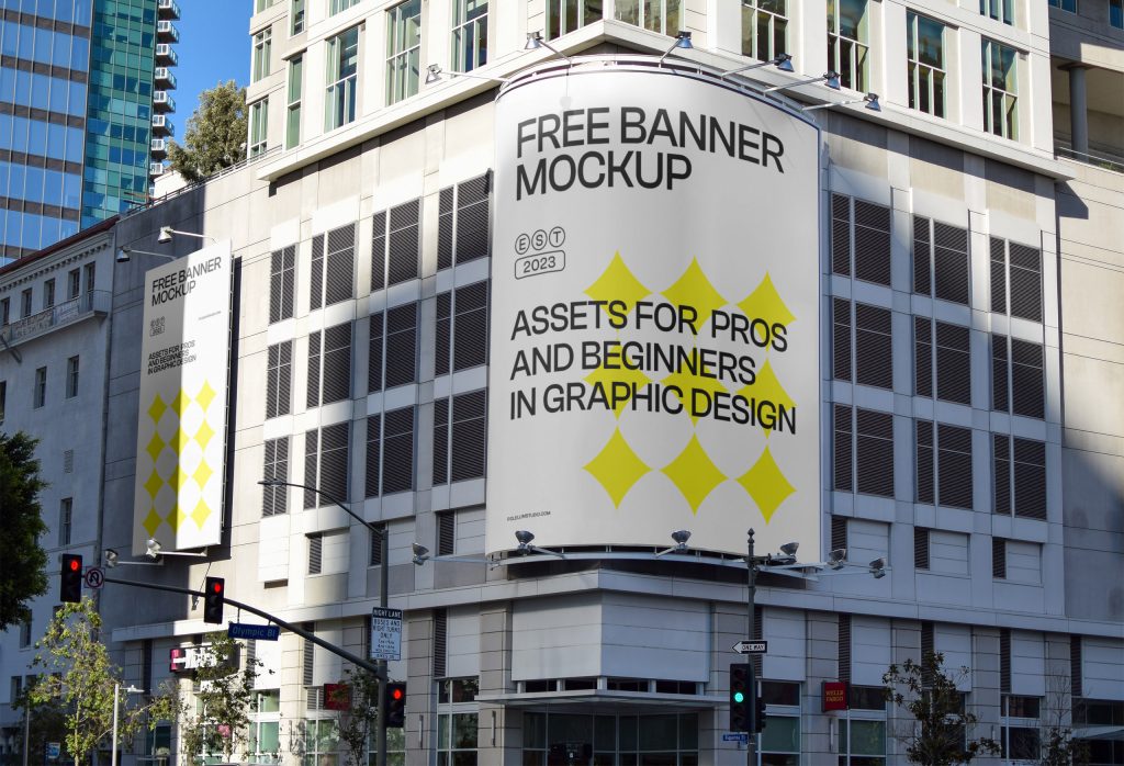 Free Banners on Building Mockup